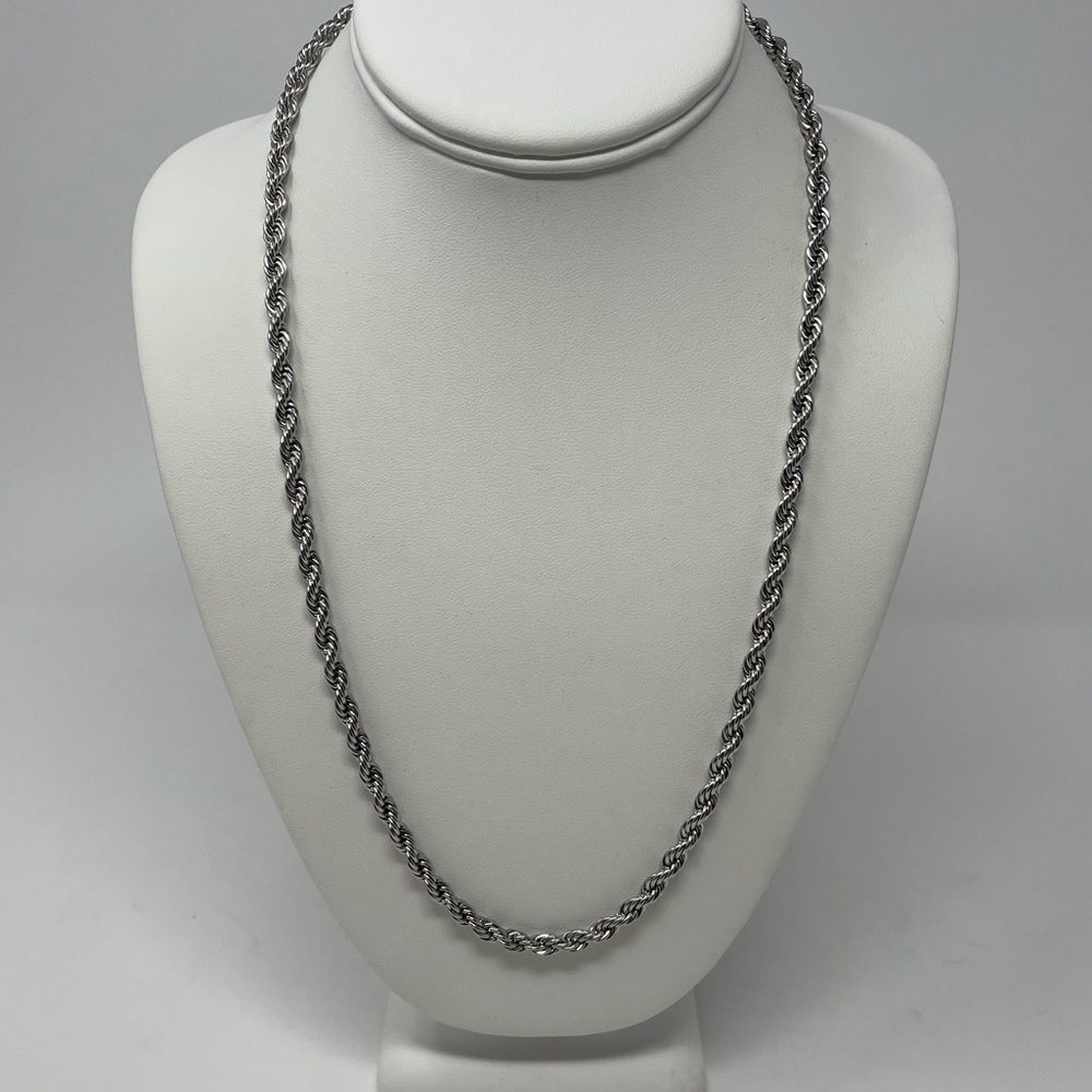 Men’s 5mm Stainless Steel & Silver Rope Chain - Picture 7 of 10